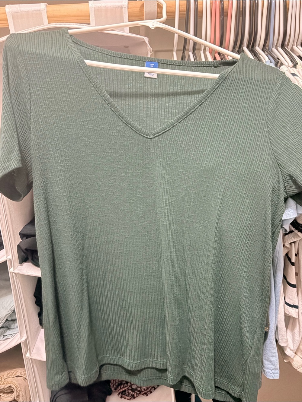 Old Navy Dark Green Ribbed V-Neck Tee